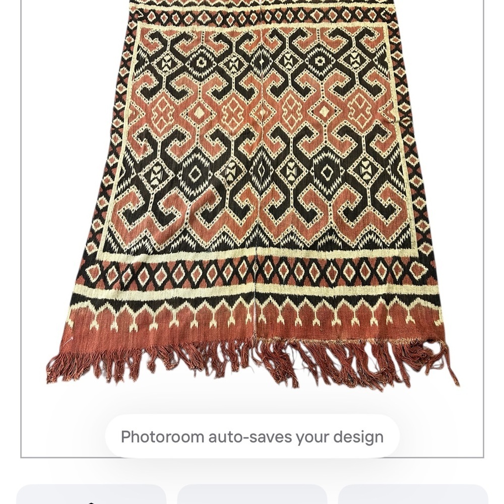 Vintage Indonesian Sumba Wall Hanging Ikat Hand Woven 52”x 72”